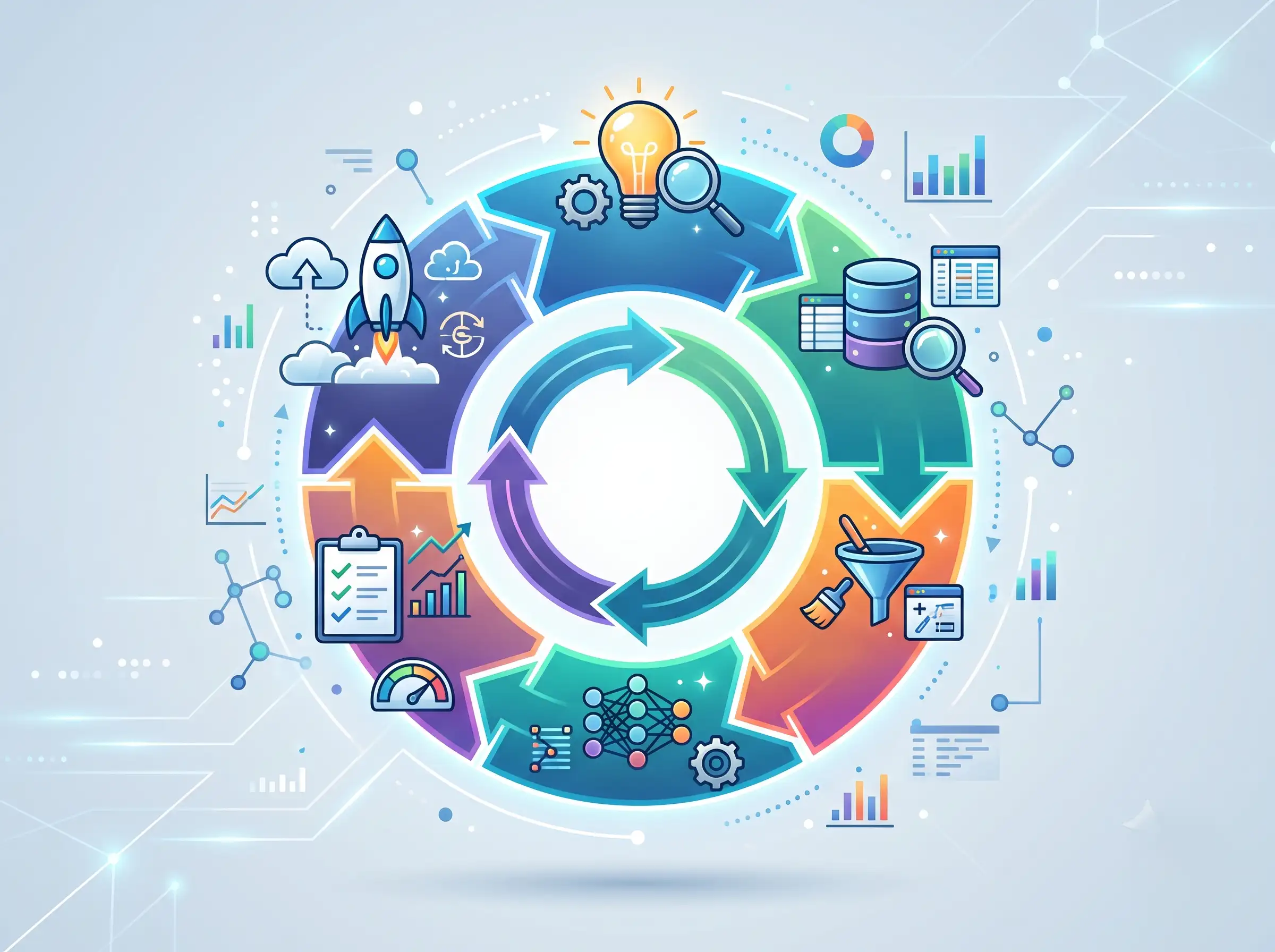 CRISP-DM nədir, data mining metodologiyası, məlumat analitikası prosesi, CRISP-DM mərhələləri, data science həyat dövrü, məlumat çıxarımı çərçivəsi, biznes anlayışı mərhələsi, data hazırlığı, modelləşdirmə mərhələsi, deployment mərhələsi, data science layihə idarəetməsi, KDD metodologiyası, SEMMA metodologiyası, cross industry standard process, məlumat keyfiyyəti, machine learning model, prediktiv model, data munging, biznes hədəfləri, verilənlər bazası, agile data science