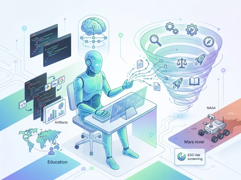 Claude AI nədir, Claude süni intellekt, Anthropic Claude, Claude chatbot, Claude dil modeli, süni intellekt assistanı, Constitutional AI nədir, Claude Opus, Claude Sonnet, Claude Haiku, Anthropic şirkəti, ChatGPT alternativləri, böyük dil modeli LLM, Claude Code, claude.ai, Claude kontekst pəncərəsi, Claude üstünlükləri, süni intellekt yazı, AI proqramlaşdırma, Claude biznes tətbiqi, extended thinking, AI təhlükəsizliyi, Claude tarixi, Dario Amodei, Claude modeli versiyaları